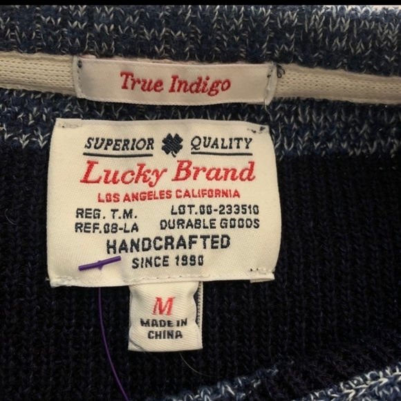 Men’s Lucky Brand Indigo Dyed Blue Striped Sweater - Picture 5 of 8